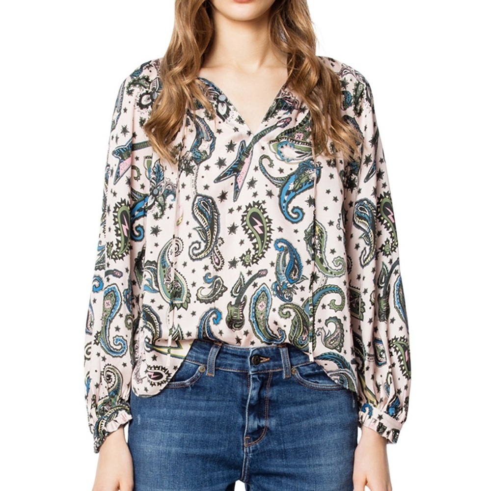 Zadig & Voltaire Paisley Blouse - Green and Cream